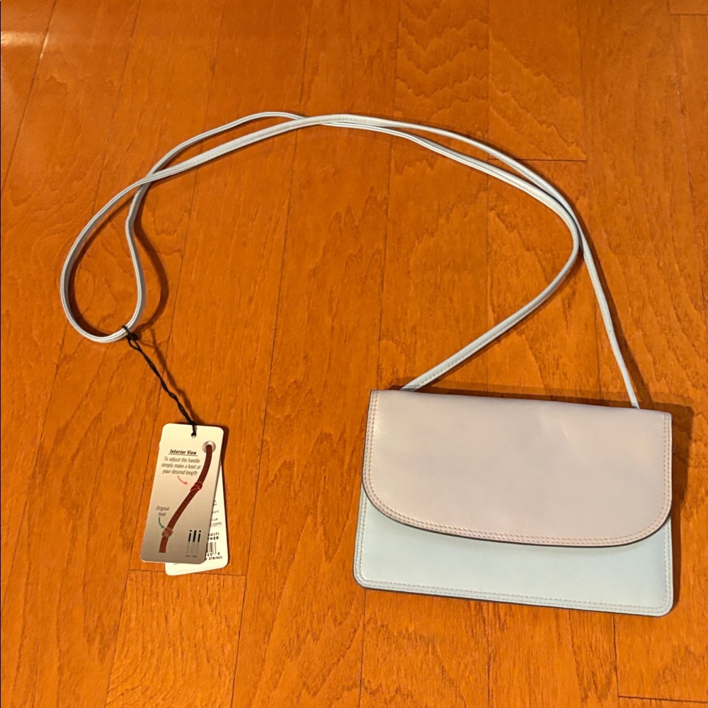 Ili New York Elegant Leather Pastel Multi Slim Crossbody Bag